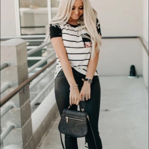 The Ana Black Striped T-Shirt with Patch Pocket - Picture 6 of 6